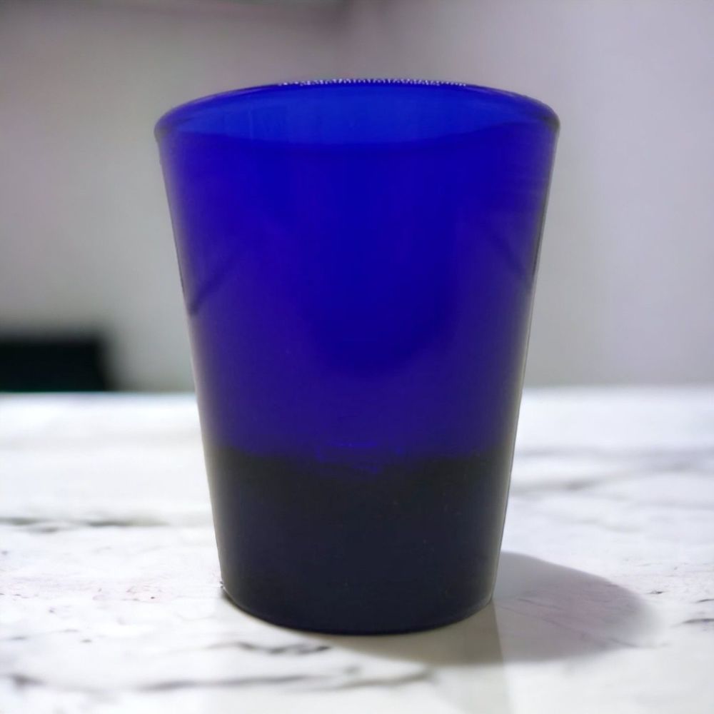 Cobalt Blue Shot Glass Libbey Signed Vintage Cup Mug